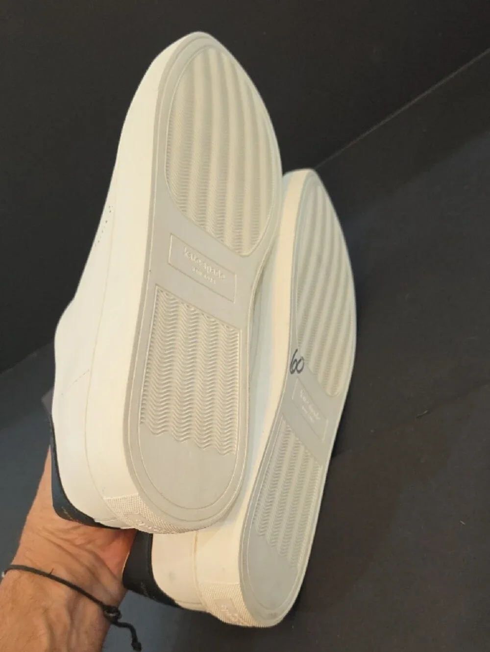 kate spade New York Angelise Cream Leather Sneakers with Black Heel Size 11